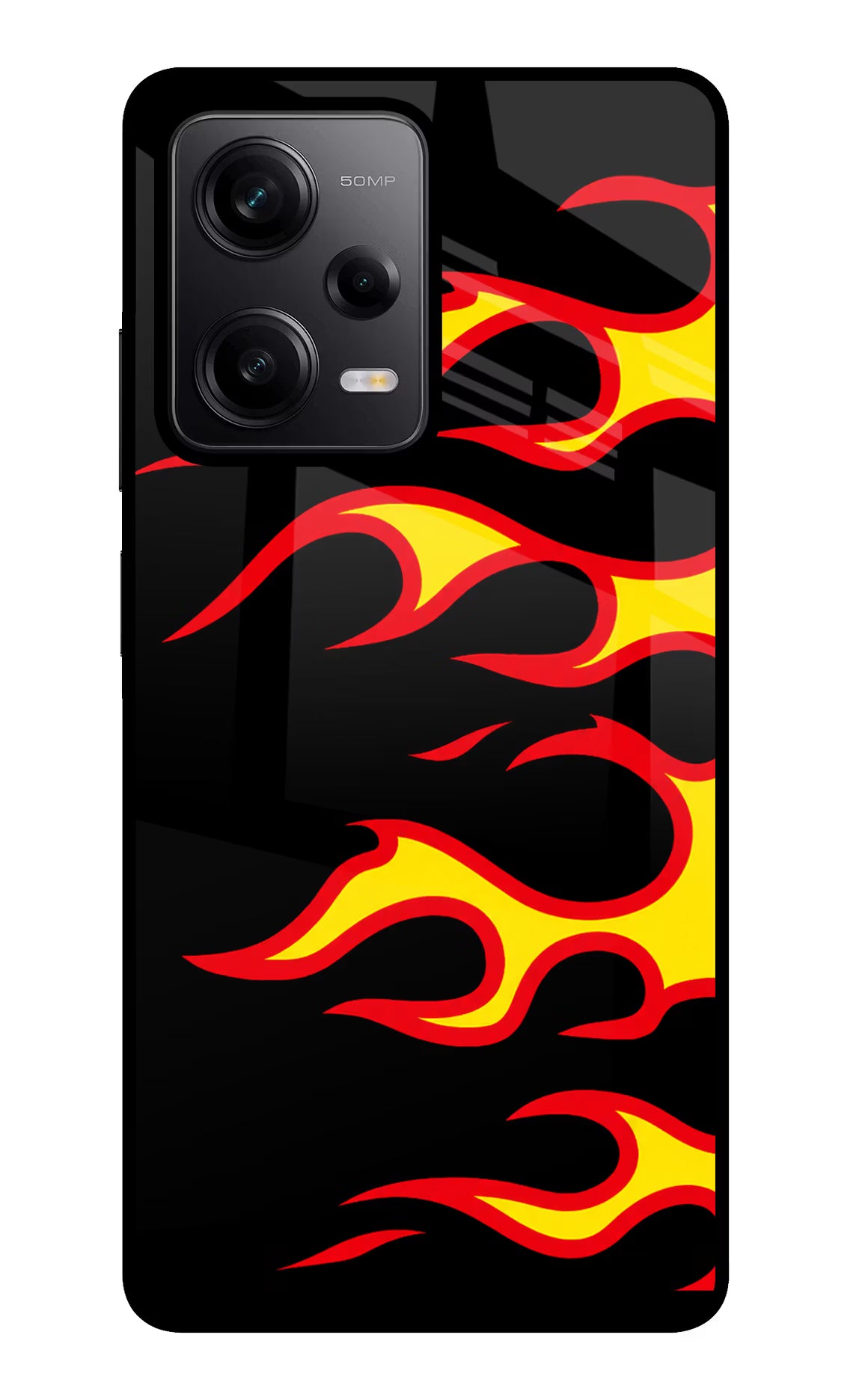 Side Sweep Flames Poco X5 5G Glass Case