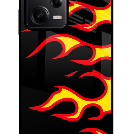 Side Sweep Flames Poco X5 5G Glass Case Back Cover by Casekaro