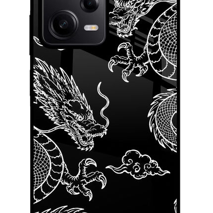 Twin Dragons Poco X5 5G Glass Case Back Cover by Casekaro