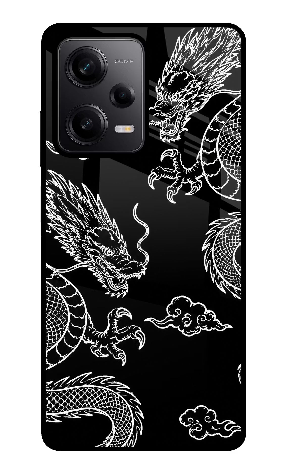 Twin Dragons Poco X5 5G Glass Case Back Cover by Casekaro