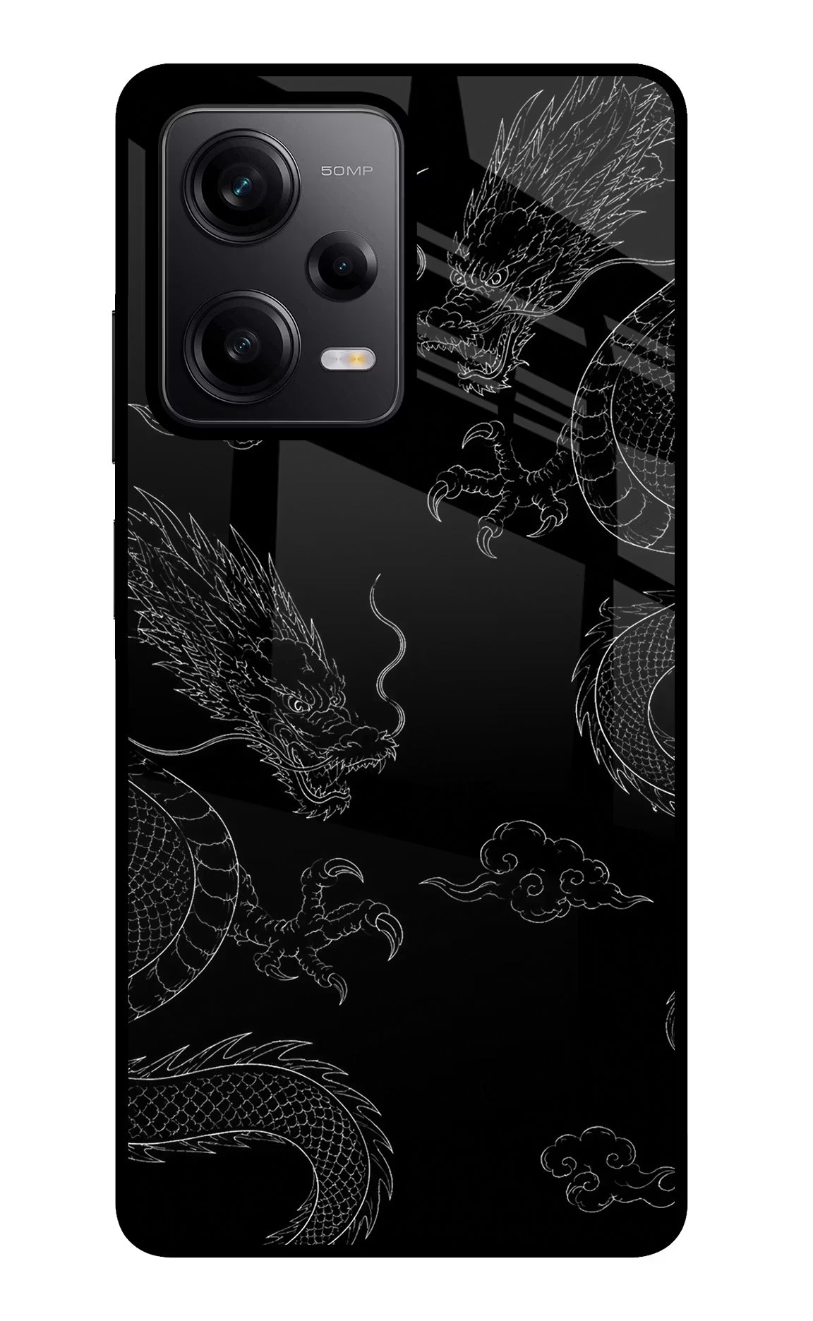 Twin Dragons Poco X5 5G Glass Case Back Cover by Casekaro
