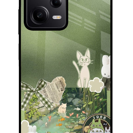 Aesthetic anime Poco X5 5G Glass Case Back Cover by Casekaro