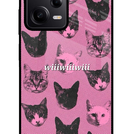 Pink Cats Poco X5 5G Glass Case Back Cover by Casekaro