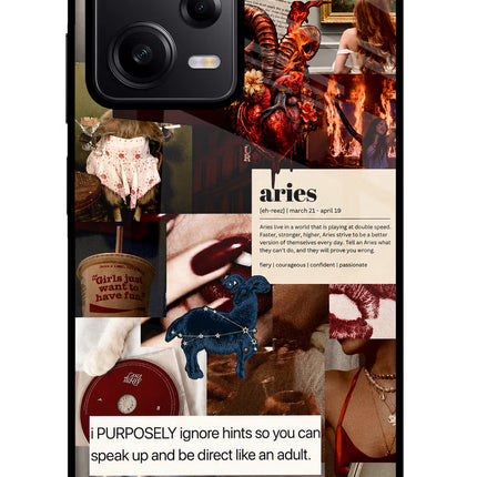 Zodiac Aries Poco X5 5G Glass Case Back Cover by Casekaro