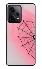 Pink Web Poco X5 5G Glass Case Back Cover by Casekaro