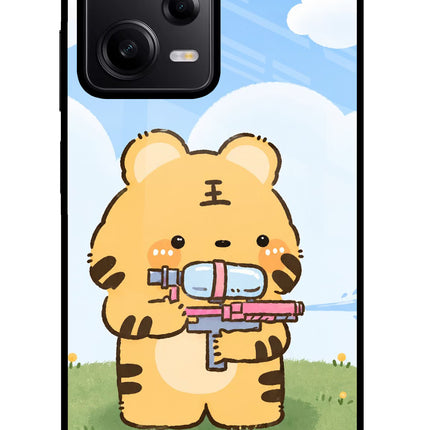 Tiger Treat Poco X5 5G Glass Case Back Cover by Casekaro