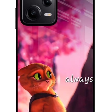 Always Cat Poco X5 5G Glass Case Back Cover by Casekaro