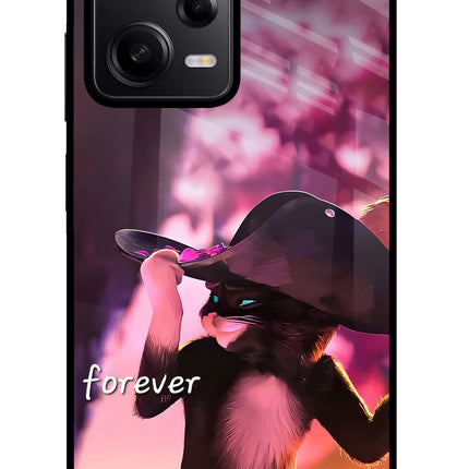 Forever Cat Poco X5 5G Glass Case Back Cover by Casekaro