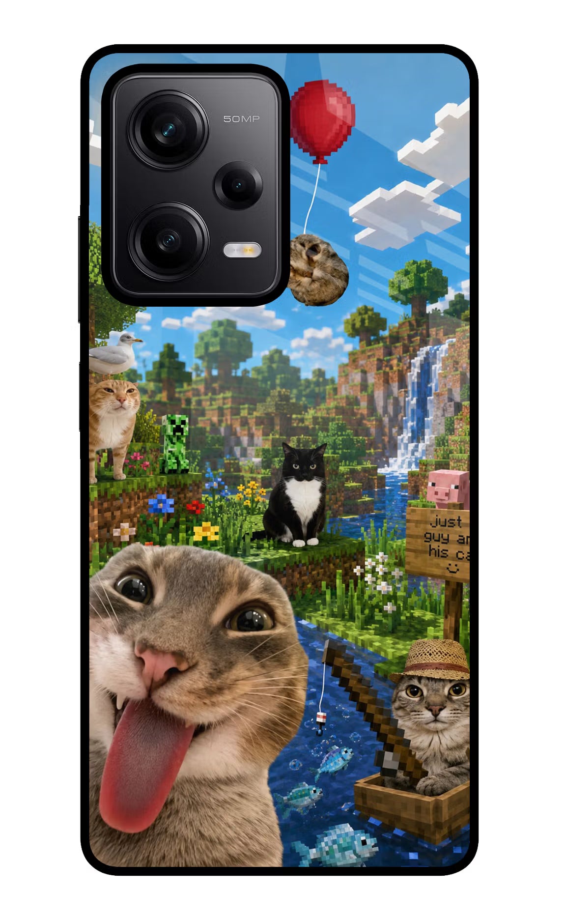 Minecraft Cat Chaos Poco X5 5G Glass Case