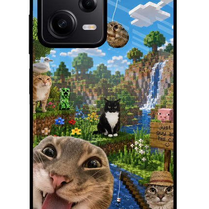 Minecraft Cat Chaos Poco X5 5G Glass Case Back Cover by Casekaro