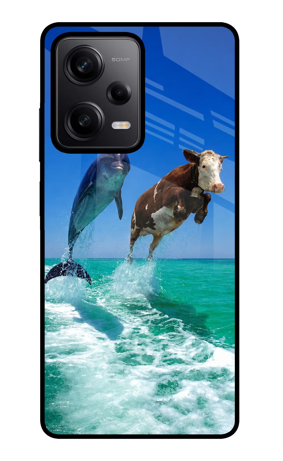 Dolphin vs Cow Poco X5 5G Glass Case