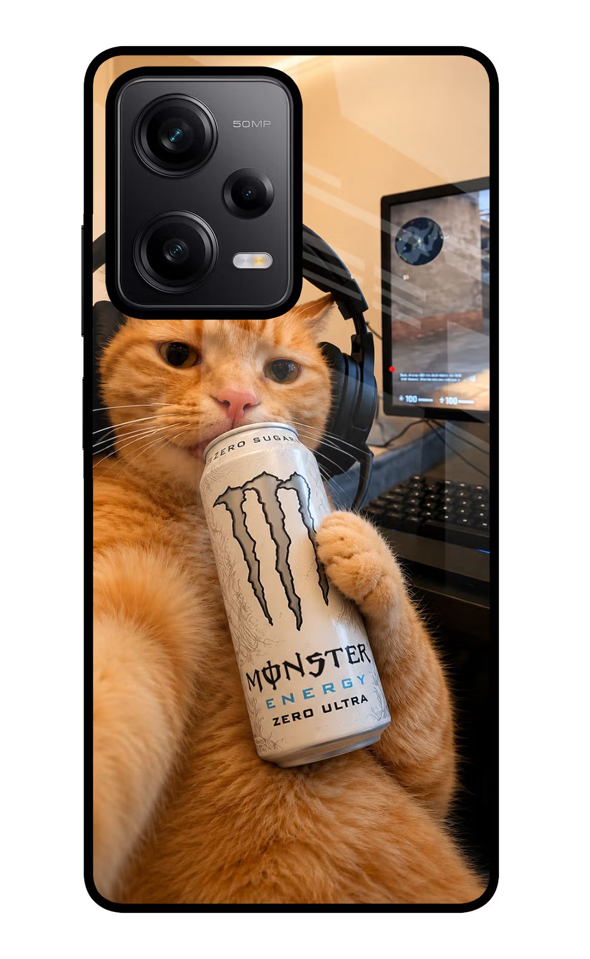 Gamer Cat Energy Poco X5 5G Glass Case