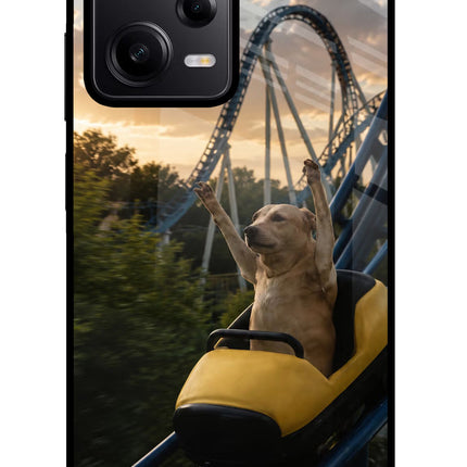 Rollercoaster Dog Poco X5 5G Glass Case Back Cover by Casekaro