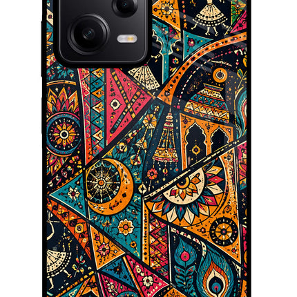 Folk Print Poco X5 5G Glass Case