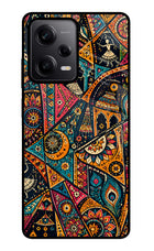 Folk Print Poco X5 5G Glass Case