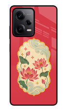 Pink Lotus Poco X5 5G Glass Case