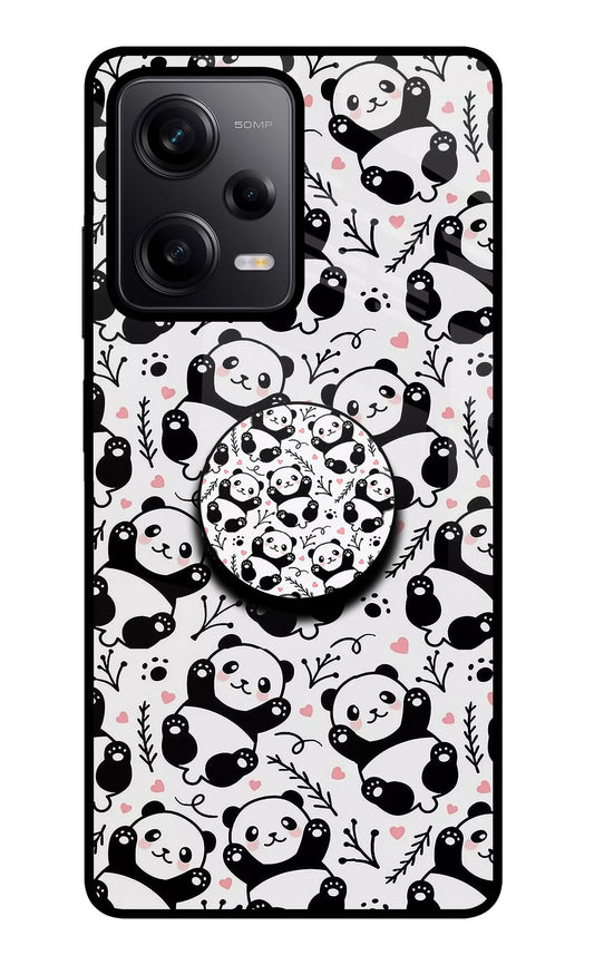 Cute Panda Poco X5 5G Glass Case