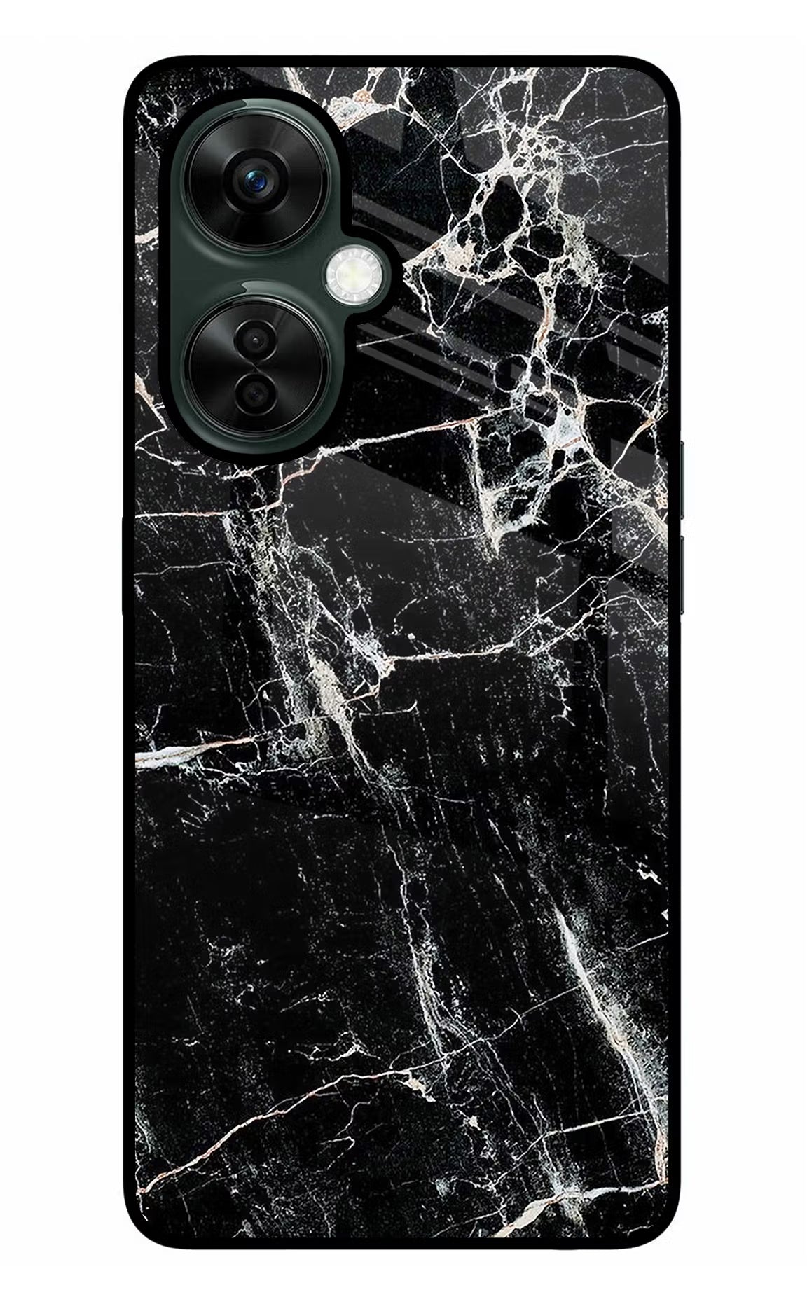 Black Marble Texture OnePlus Nord CE 3 Lite 5G Glass Case Back Cover by Casekaro