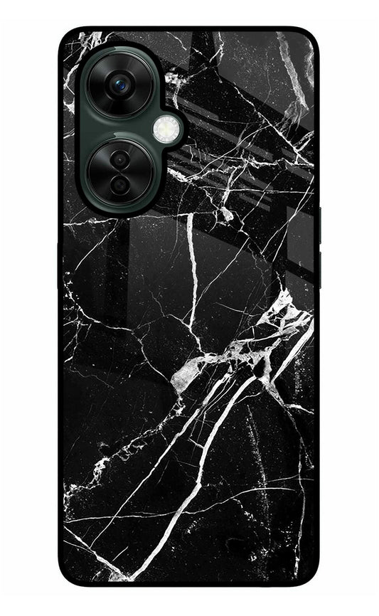 Black Marble Pattern OnePlus Nord CE 3 Lite 5G Glass Case