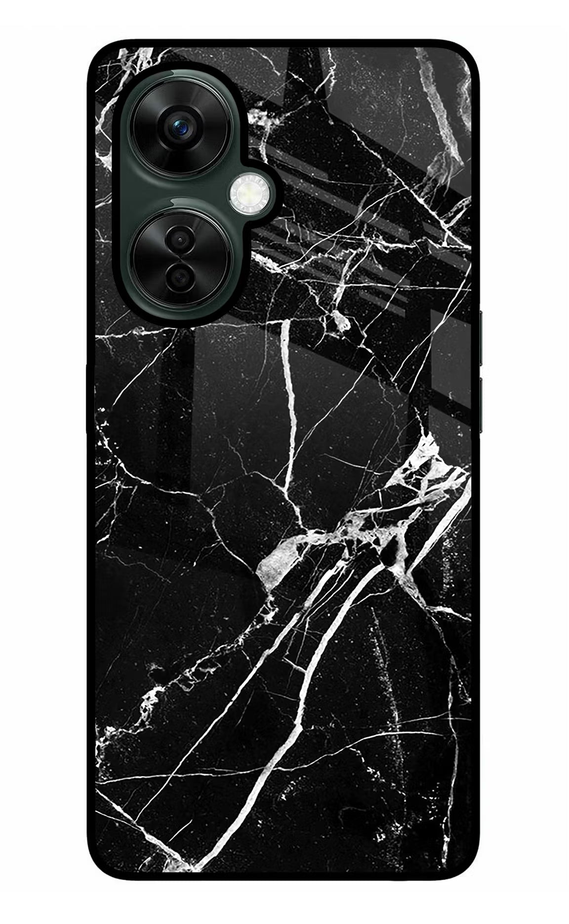 Black Marble Pattern OnePlus Nord CE 3 Lite 5G Glass Case Back Cover by Casekaro