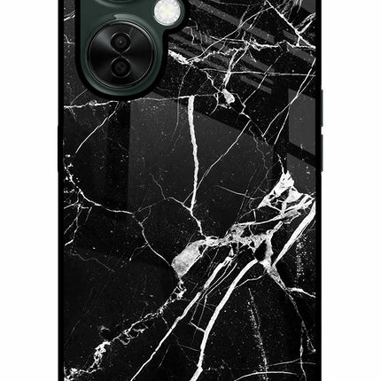 Black Marble Pattern OnePlus Nord CE 3 Lite 5G Glass Case Back Cover by Casekaro