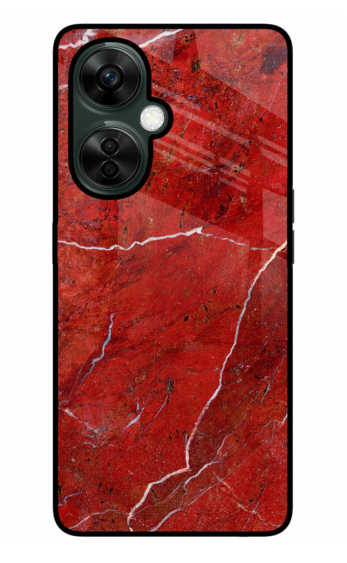 Red Marble Design OnePlus Nord CE 3 Lite 5G Glass Case Back Cover by Casekaro