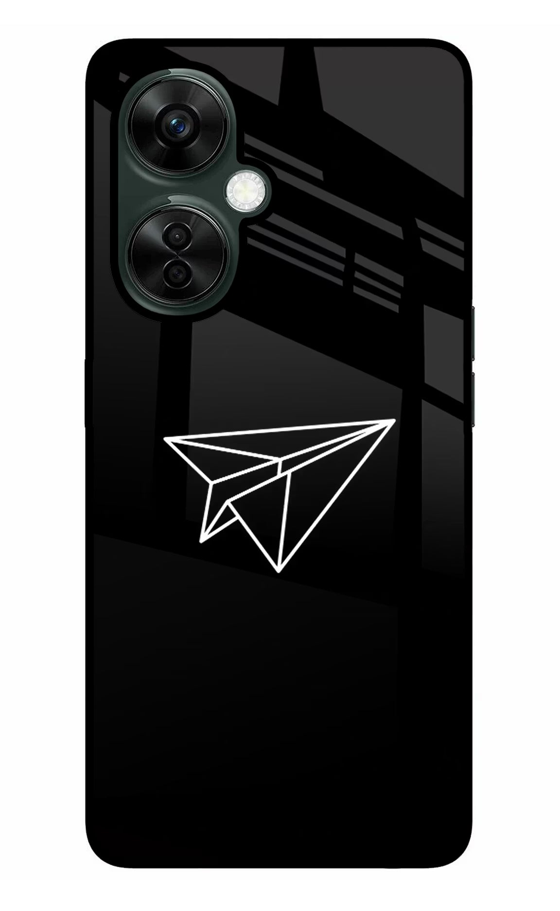 Paper Plane White OnePlus Nord CE 3 Lite 5G Glass Case Back Cover by Casekaro