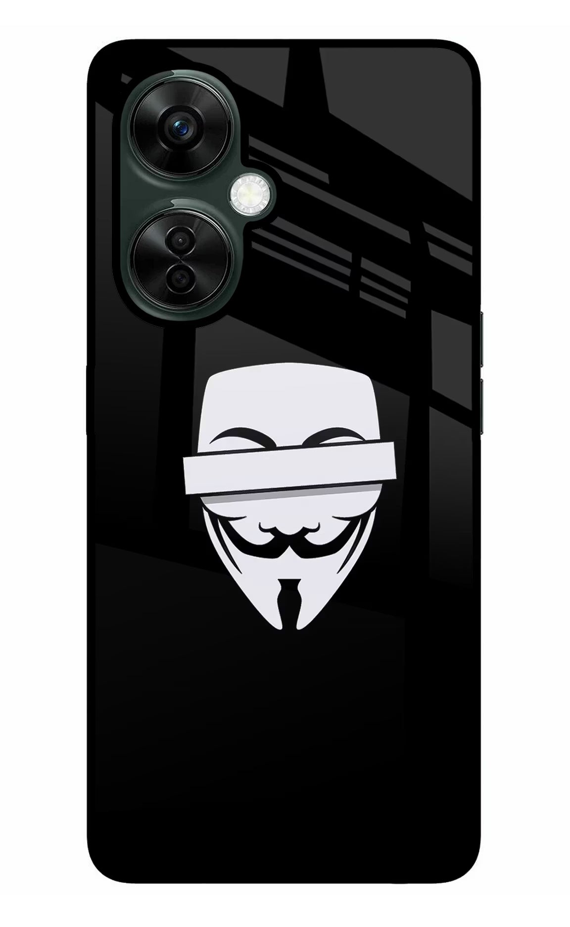 Anonymous Face OnePlus Nord CE 3 Lite 5G Glass Case Back Cover by Casekaro