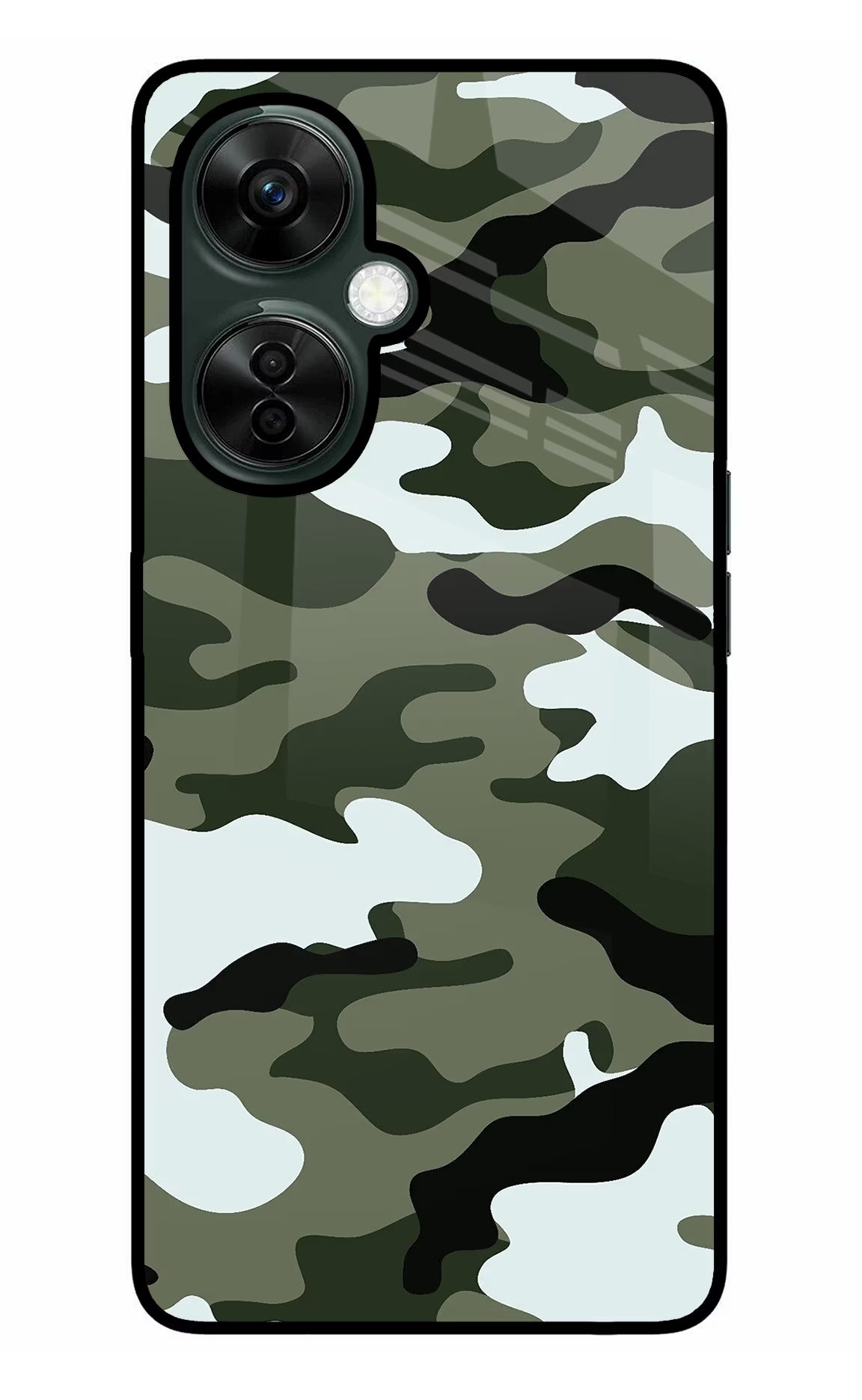 Camouflage OnePlus Nord CE 3 Lite 5G Glass Case Back Cover by Casekaro