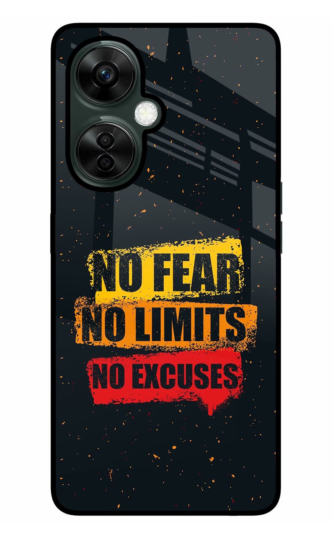 No Fear No Limits No Excuse OnePlus Nord CE 3 Lite 5G Glass Case Back Cover by Casekaro
