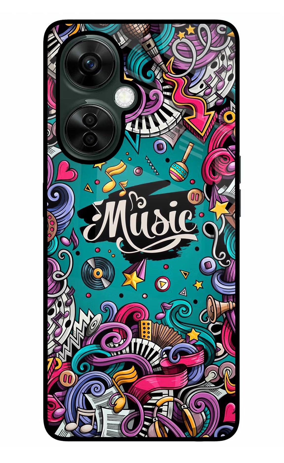Music Graffiti OnePlus Nord CE 3 Lite 5G Glass Case Back Cover by Casekaro
