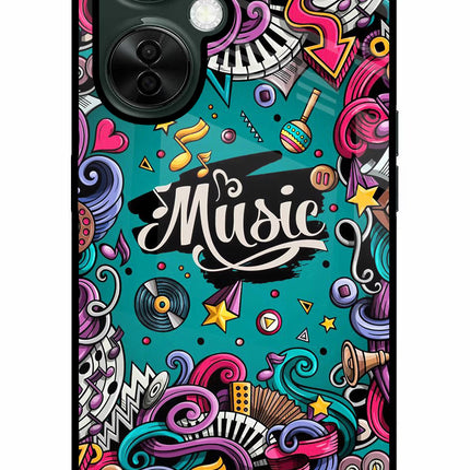 Music Graffiti OnePlus Nord CE 3 Lite 5G Glass Case Back Cover by Casekaro