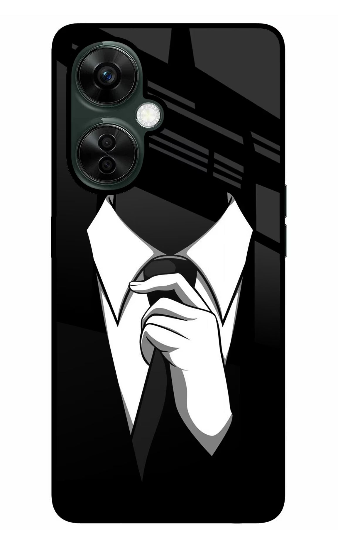 Black Tie OnePlus Nord CE 3 Lite 5G Glass Case Back Cover by Casekaro