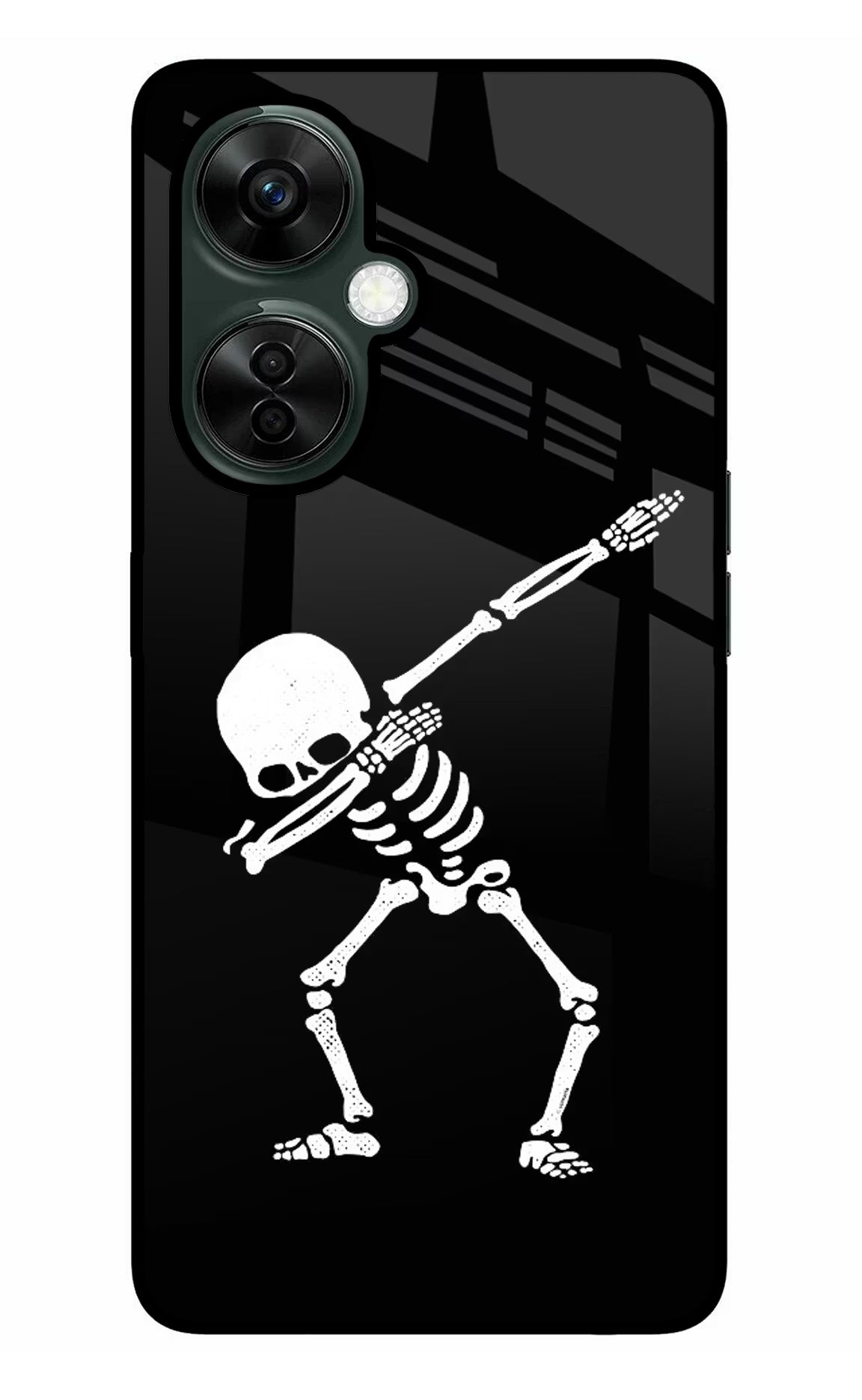 Dabbing Skeleton Art OnePlus Nord CE 3 Lite 5G Glass Case Back Cover by Casekaro