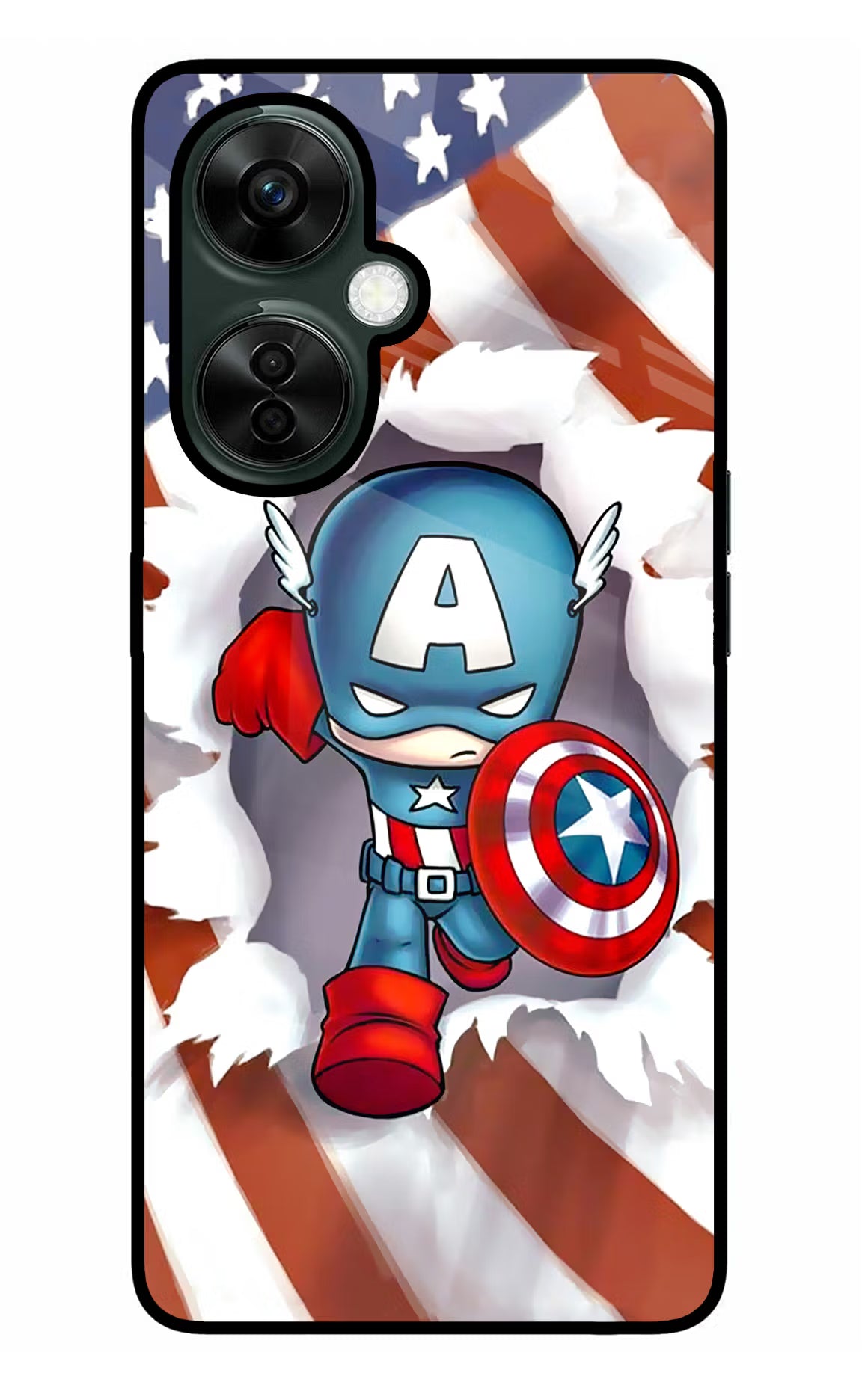 Captain America OnePlus Nord CE 3 Lite 5G Glass Case Back Cover by Casekaro