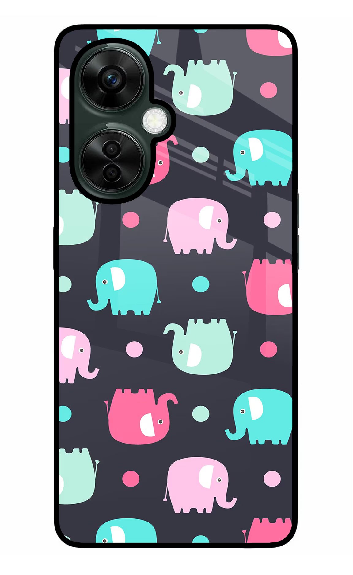 Elephants OnePlus Nord CE 3 Lite 5G Glass Case Back Cover by Casekaro