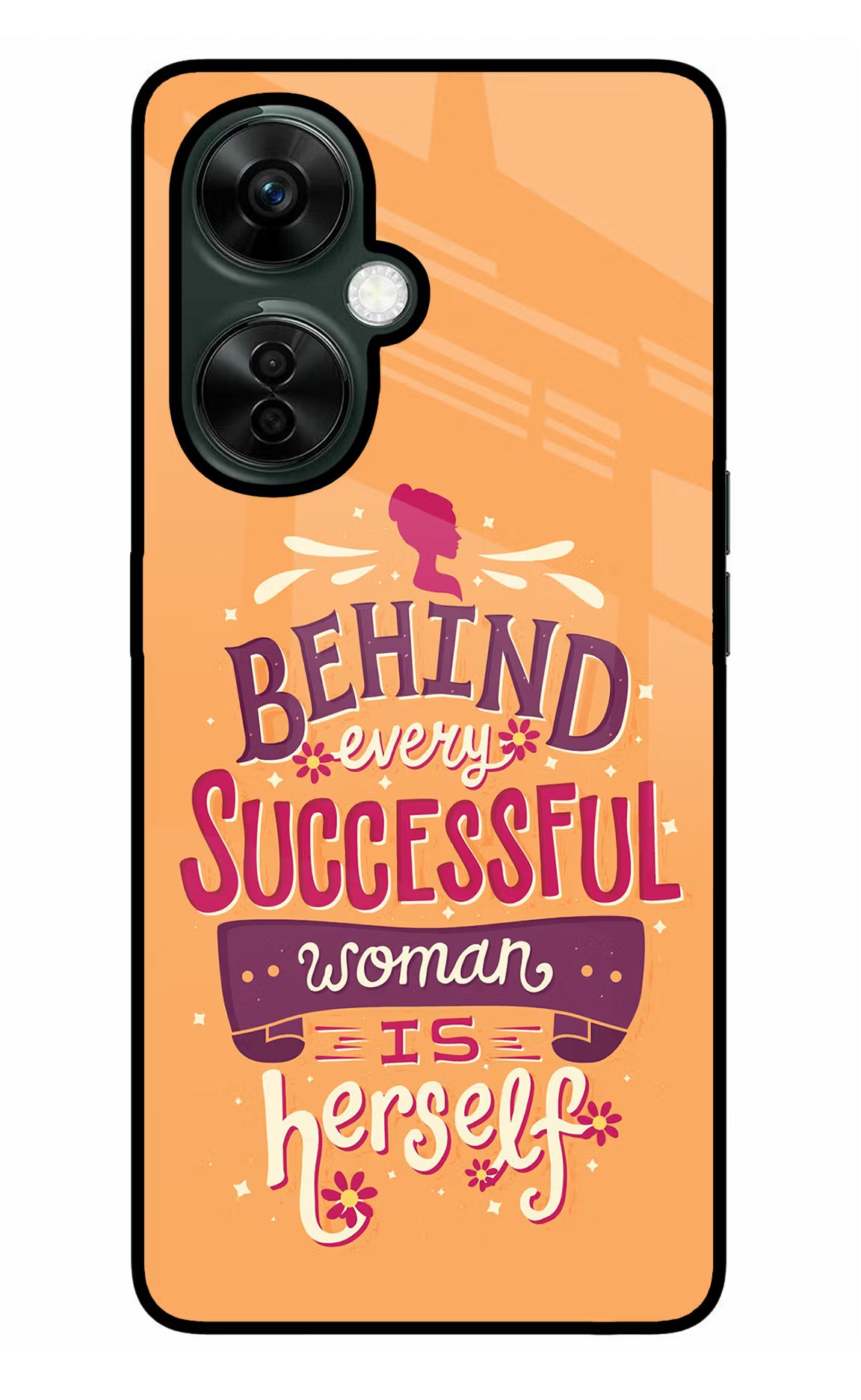 Behind Every Successful Woman There Is Herself OnePlus Nord CE 3 Lite 5G Glass Case Back Cover by Casekaro