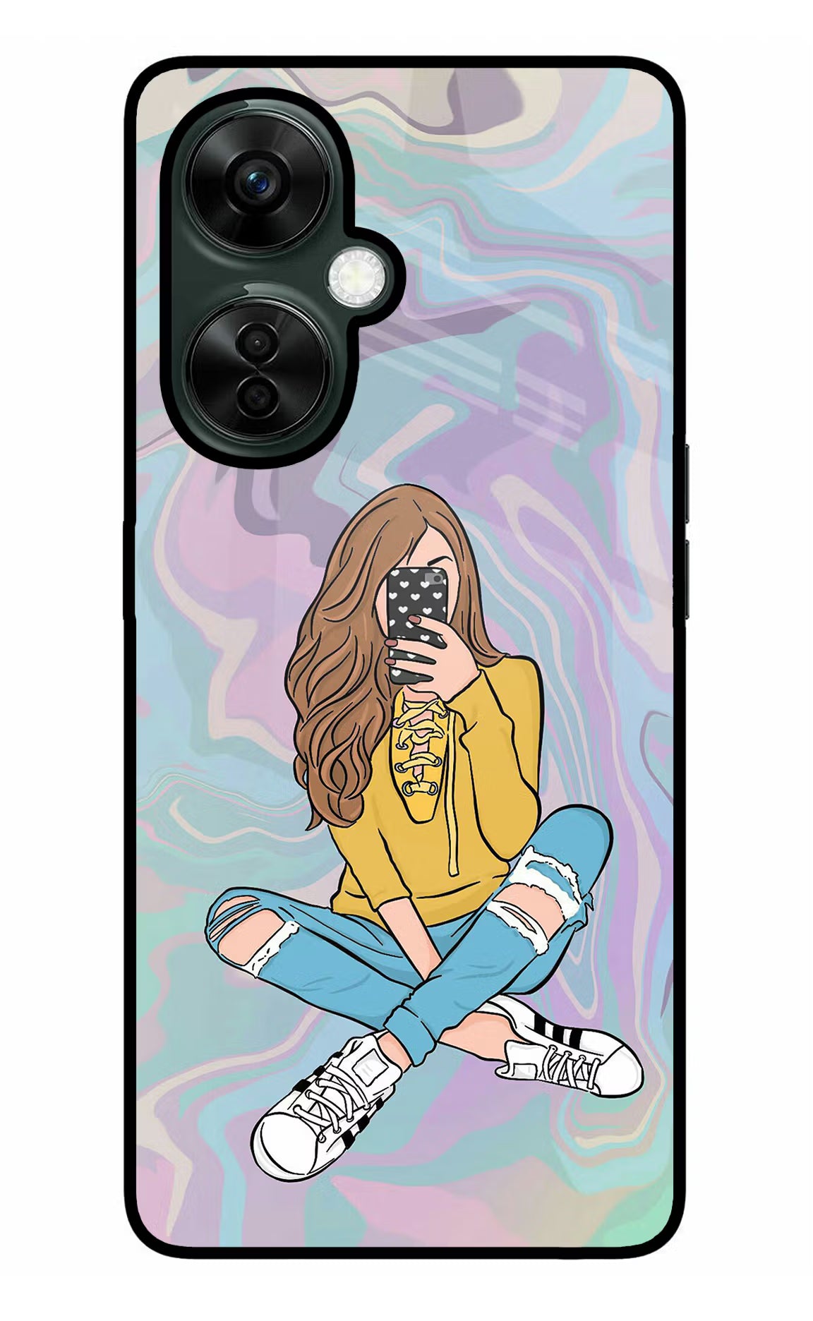 Selfie Girl OnePlus Nord CE 3 Lite 5G Glass Case Back Cover by Casekaro