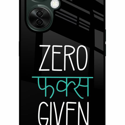 Zero Fucks Given OnePlus Nord CE 3 Lite 5G Glass Case Back Cover by Casekaro