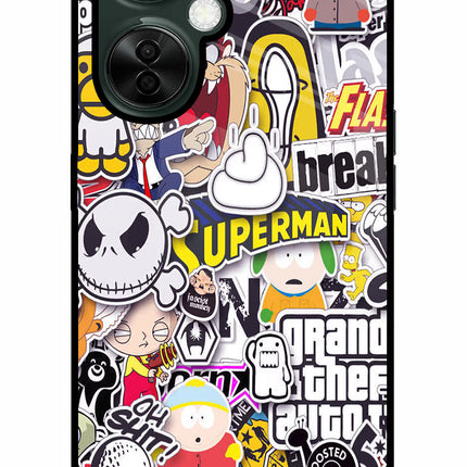 Sticker Bomb OnePlus Nord CE 3 Lite 5G Glass Case Back Cover by Casekaro