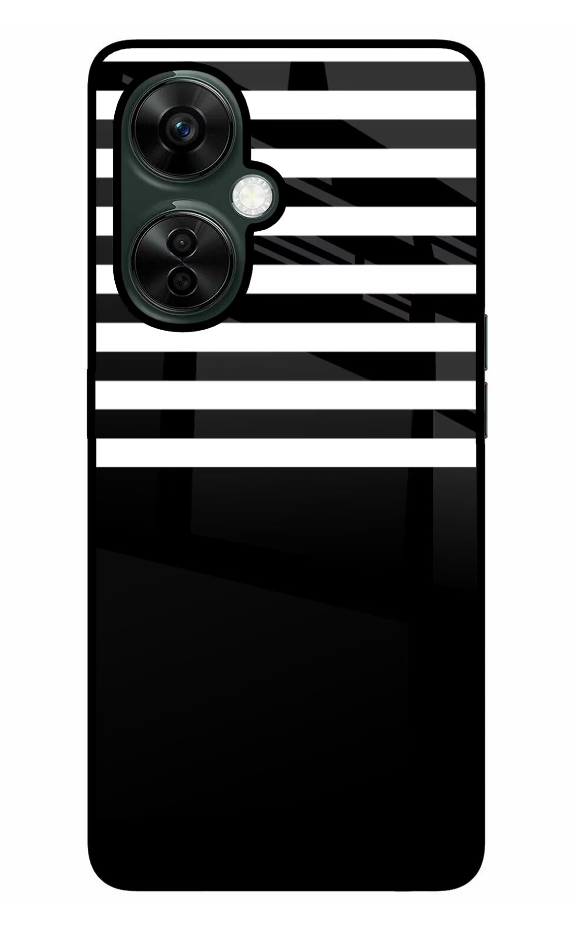 Black and White Print OnePlus Nord CE 3 Lite 5G Glass Case Back Cover by Casekaro
