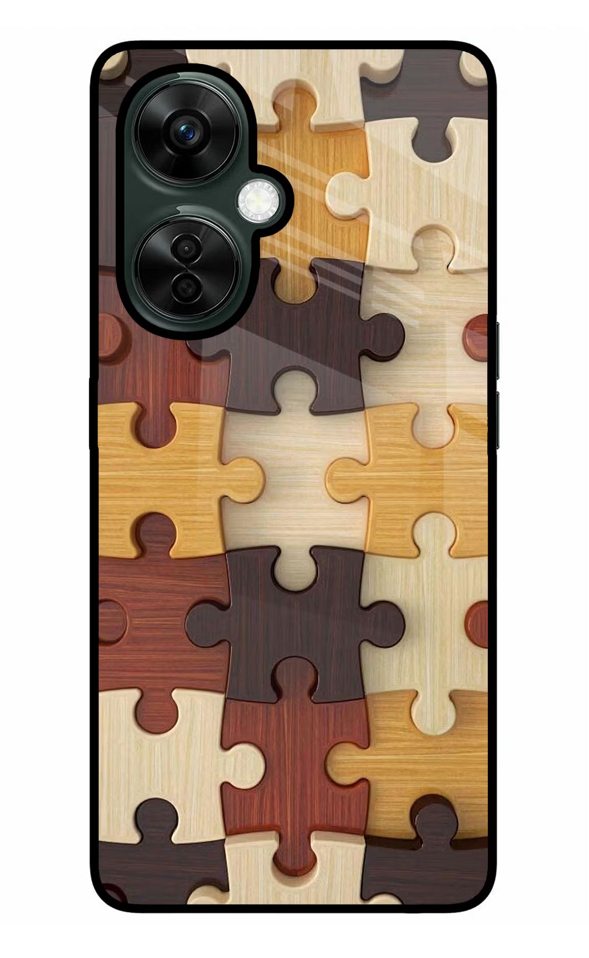 Wooden Puzzle OnePlus Nord CE 3 Lite 5G Glass Case Back Cover by Casekaro