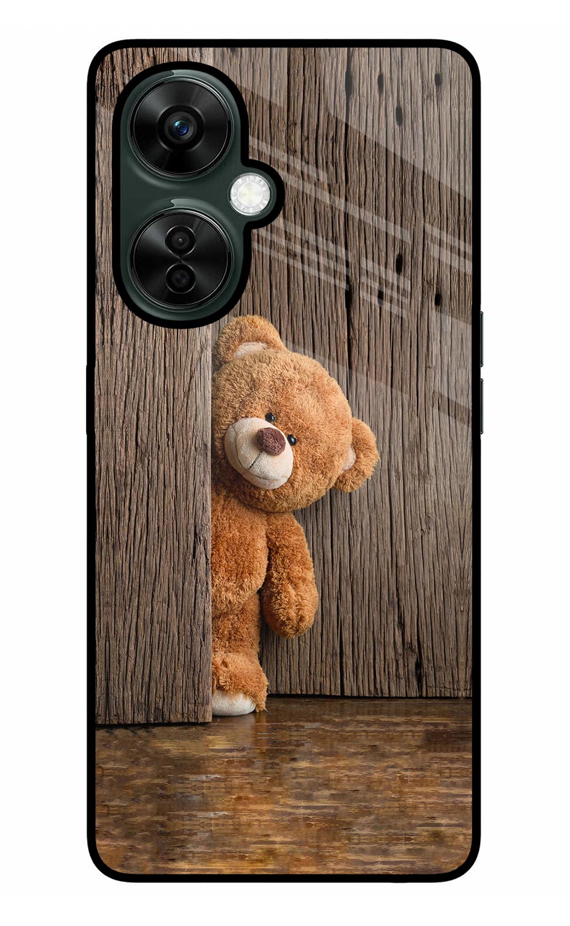 Teddy Wooden OnePlus Nord CE 3 Lite 5G Glass Case Back Cover by Casekaro