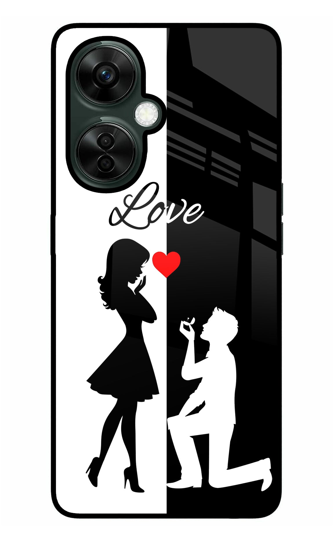 Love Propose Black And White OnePlus Nord CE 3 Lite 5G Glass Case