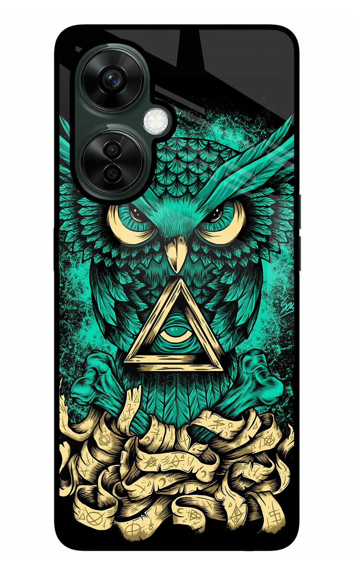 Green Owl OnePlus Nord CE 3 Lite 5G Glass Case Back Cover by Casekaro