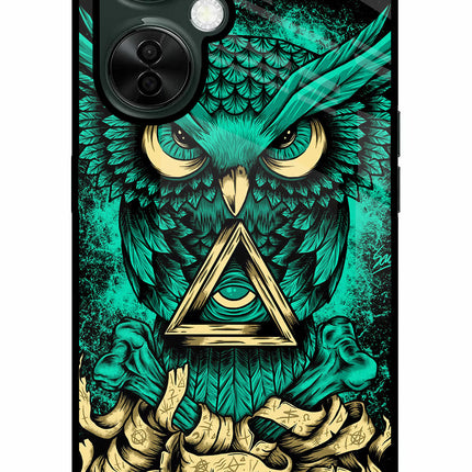 Green Owl OnePlus Nord CE 3 Lite 5G Glass Case Back Cover by Casekaro