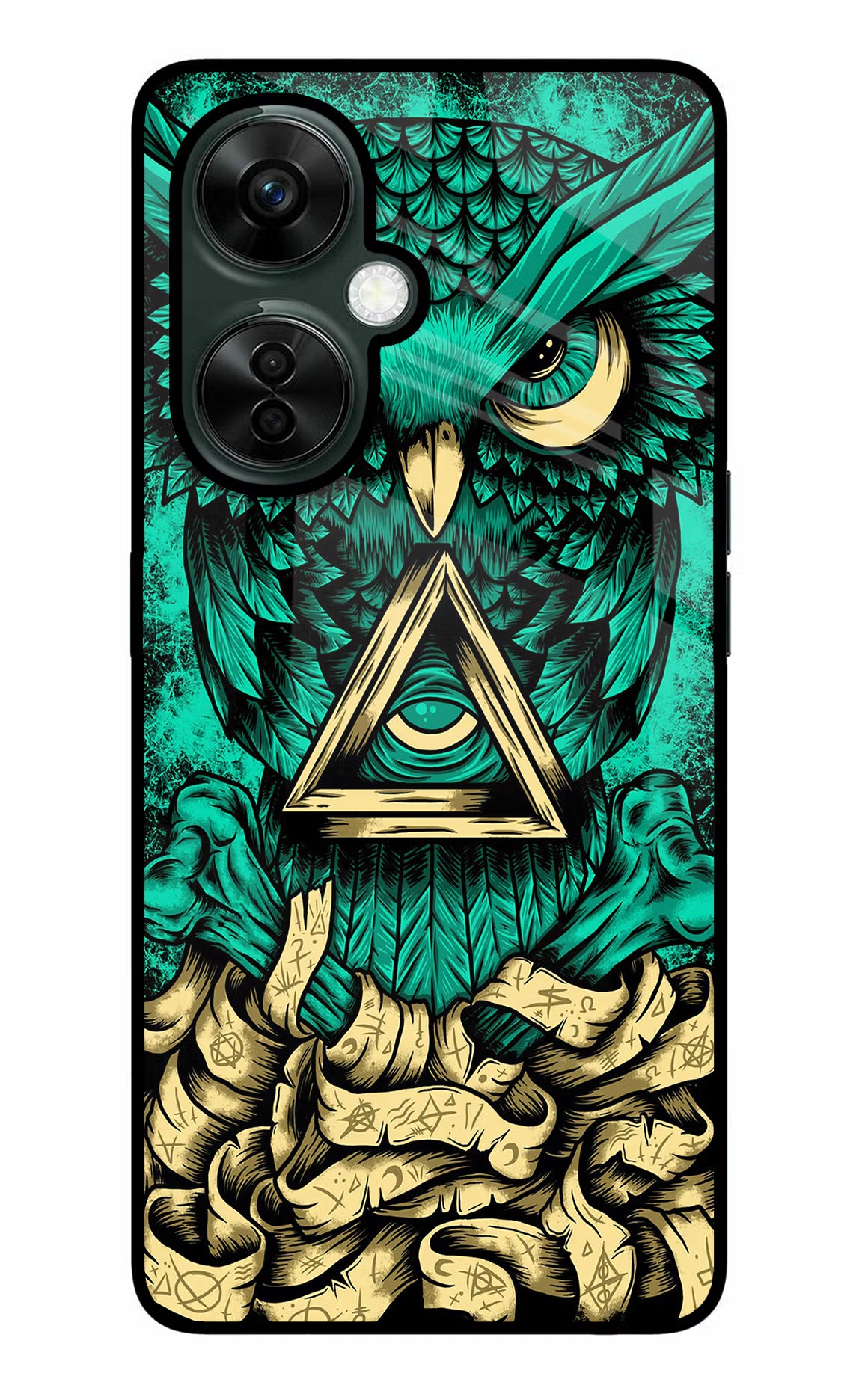 Green Owl OnePlus Nord CE 3 Lite 5G Glass Case Back Cover by Casekaro