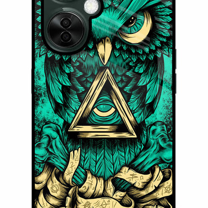 Green Owl OnePlus Nord CE 3 Lite 5G Glass Case Back Cover by Casekaro