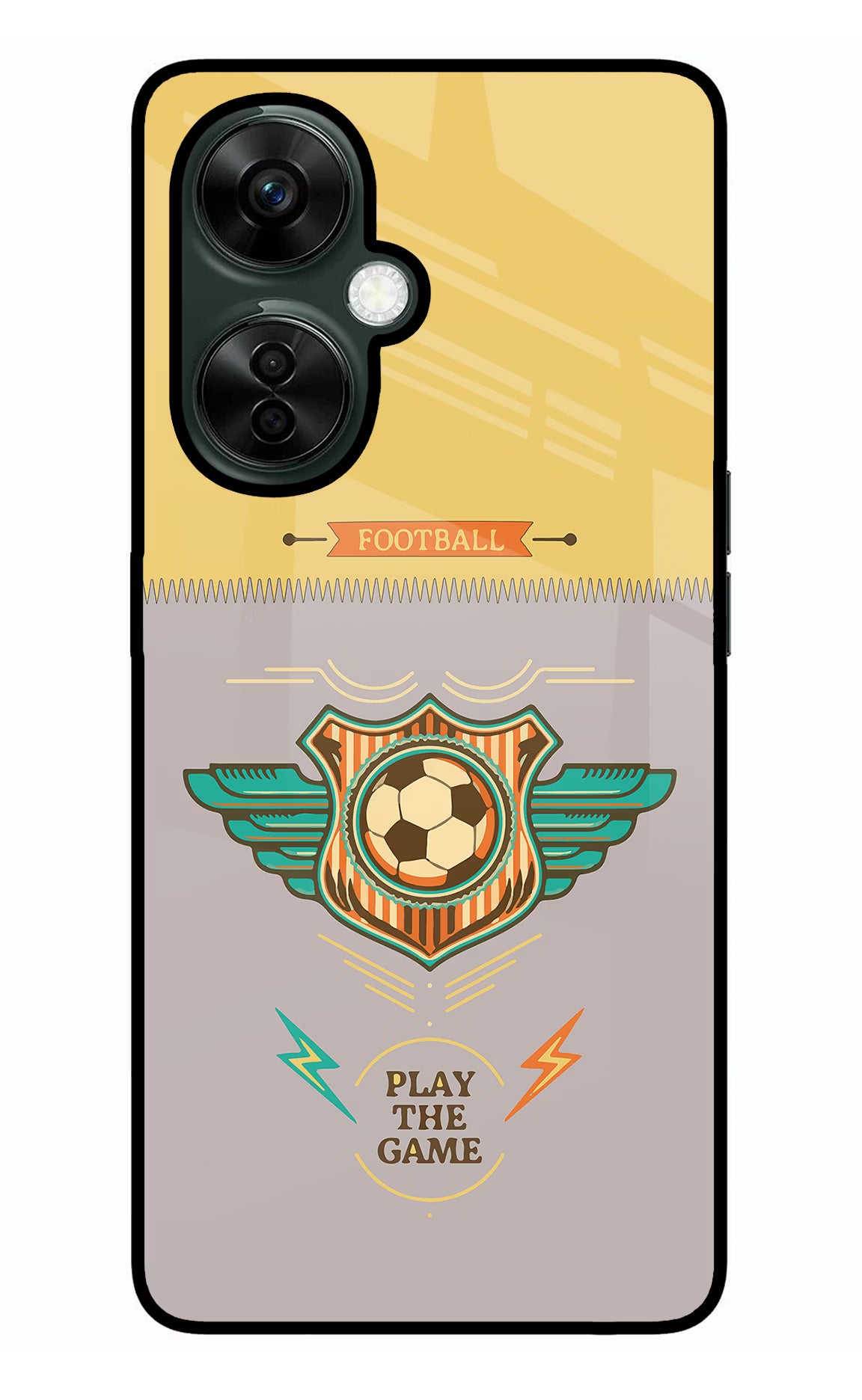 Football OnePlus Nord CE 3 Lite 5G Glass Case Back Cover by Casekaro