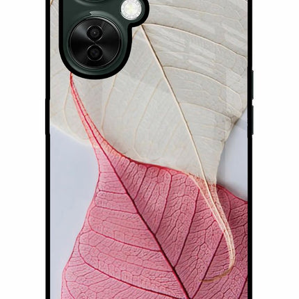 White Pink Leaf OnePlus Nord CE 3 Lite 5G Glass Case Back Cover by Casekaro